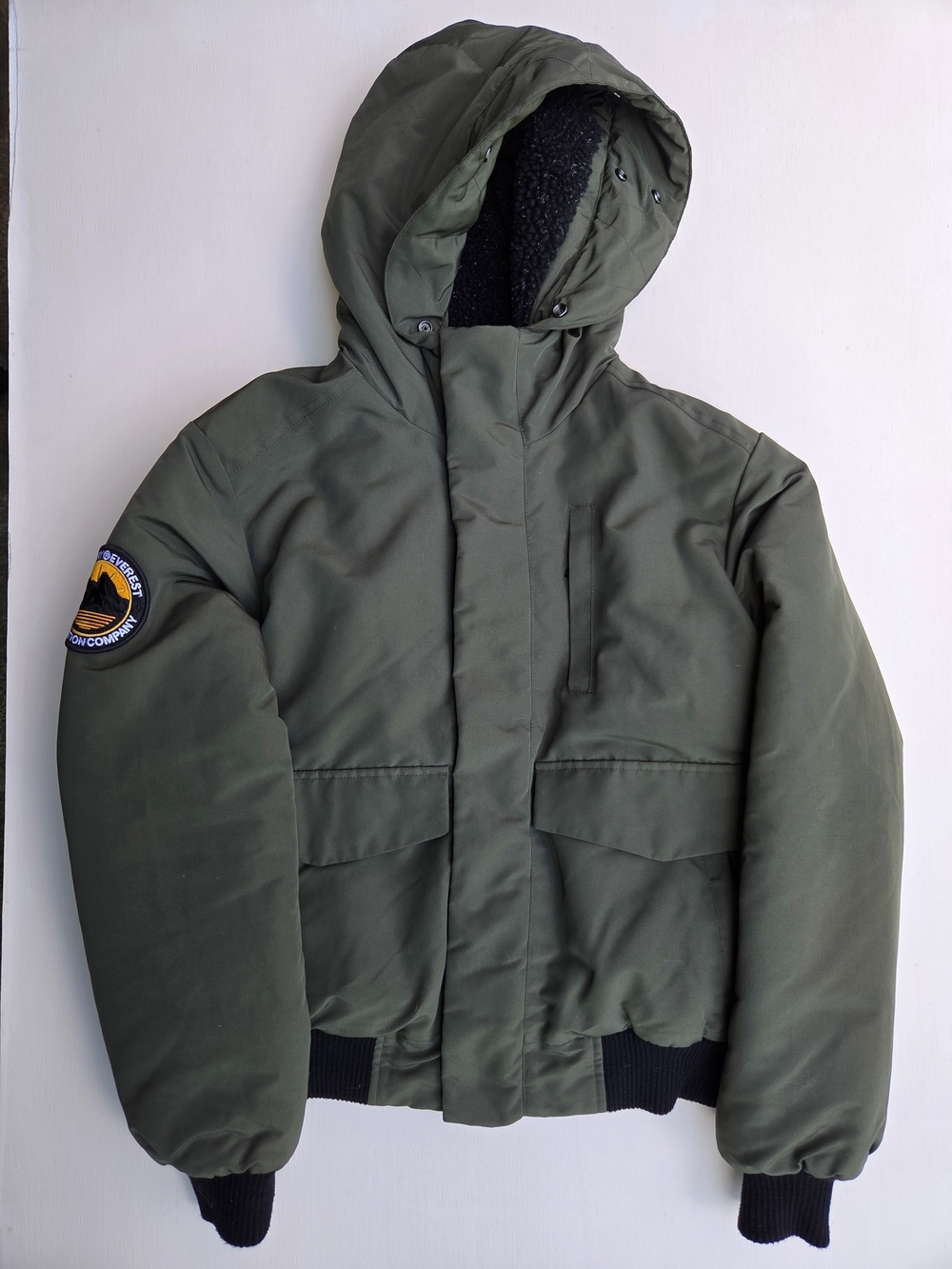 Superdry Everest Bomber Expedition Jacket Mens Olive Green Hooded Size-Medium